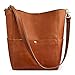 S-ZONE Women Genuine Leather Bucket Bag Hobo Shoulder Handbag Crossbody Purses Vintage Tote Pocketbooks