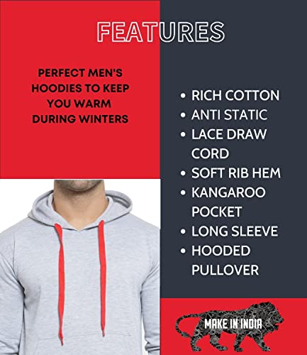 Image of Scott International Men's Solid Cotton Hoodies for Men, Trendy and Comfortable Sweatshirts for Men, Stylish Winter Wear with Hood and Pockets, Fashionable Hooded Sweatshirts