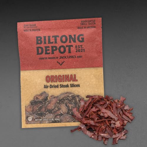 Biltong Depot - Natural Biltong 1lb (16oz) Lean Without Fat Cut Paleo and Keto friendly/No Preservatives, No MSG, No Gluten, No Nitrates, No Preservatives