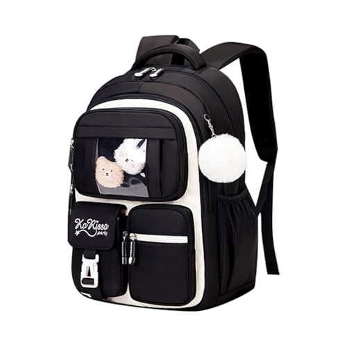 Sac à dos de grande capacité noir pour éviter la surcharge scolaire des filles