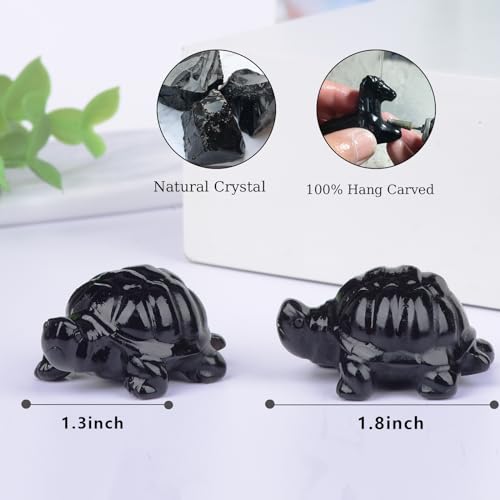 Estatua de Tortuga en Obsidiana Negra 1.8 Pulgadas miniatura 2
