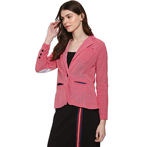 Image of PINACOLADA Solid Single Breasted Casual Women Full Sleeve Blazer (Red)(AZW119BZR BLAZERBT W PLN PH AZ XL)