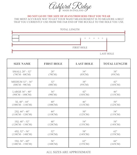 Ashford Ridge Made in England 34mm Full Grain Leather Belt with Classic Buckle2