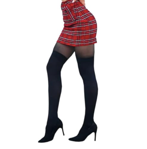 Millennials In Motion Mock Thigh High Socks Tights Suspender Pantyhose Thigh High Stockings For Women - One Size - Sheer Black
