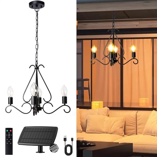 TWINKVILLA Solar Chandelier Outdoor, 4-Lights 23