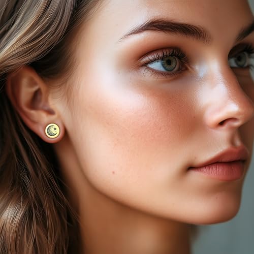 Boucles d'oreilles Celestial Moon en disque gravé