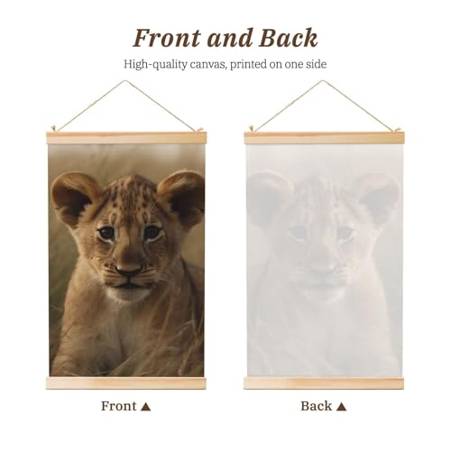 Poster lionceau cadre bois 91x61 cm pour deco salon moderne - 2