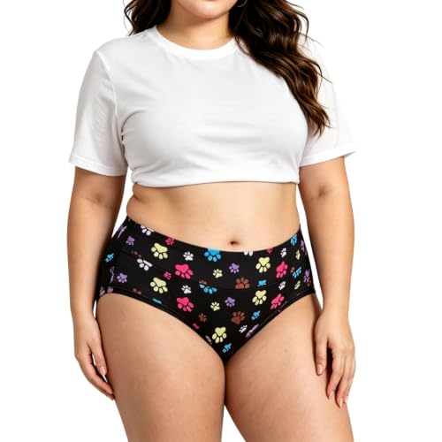 Image of Women's Plus Size XL-5XL Underwear High Waist Briefs Panties Rose Floral Print Ladies Undies 5-Pack
