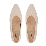 DYIWC Women's Flat Shoes Comfortable Knit Pointed Toe Washable Ballet Flats with Soft Insole Arch Support Beige US8