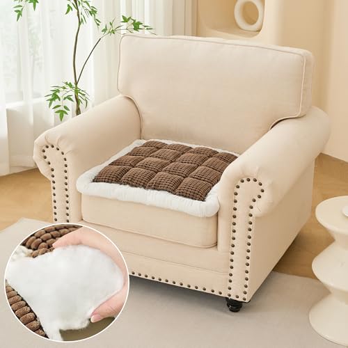 Haohighyoo Couch Cover for Dogs Protector, Washable Funny Plush Pet Sofa Cover, Non-Slip Pet Friendly Single Sofa Cover (Pure Dark Brown, 23.6x23.6 Inch)