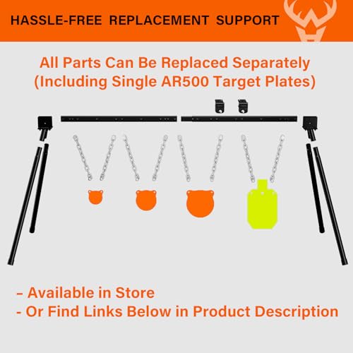 Image of Highwild Expandable AR500 Steel Targets System 3 /8 inch Thick Complete Shooting Targets with Stand, 4 inch, 6 inch, 8 inch Gongs + 7 inch x 12 inch Torso with 1 Stand, 2 Extension Brackets & 4 Mounting Kits