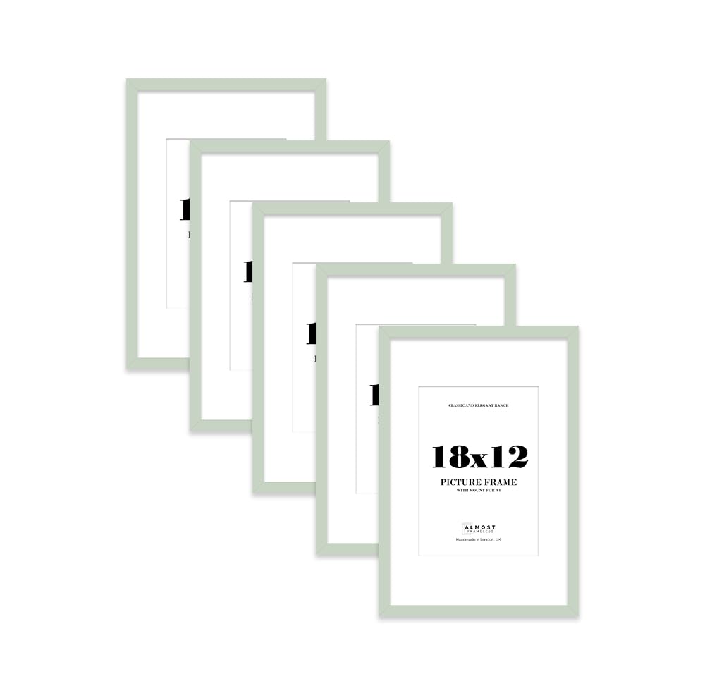 Mint Green Picture Frame 18x12 With A4 Mount for Photos - Wall Display, Landscape or Portrait, 5 Pack โ image 1