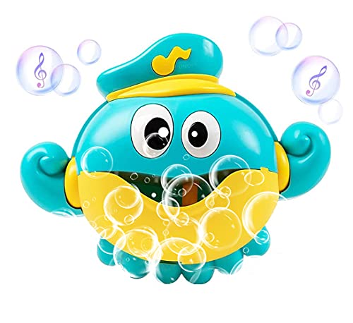 Xndryan Baby Bath Bubble Toy, Toddler Bath Toys Automatic Octopus Bubble Maker Bath Bubble Machine with Music, Suction Cup Cover