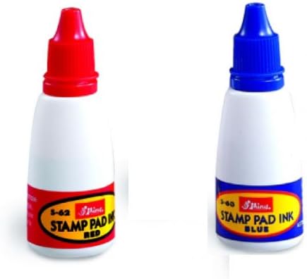 Ajanta Self-Inking Stamp Ink, Red, Blue, Pack of 2, 28 ml