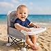 Portable Baby Chair with Removable Tray – Folding Booster Seat for Toddlers 6 Months to 3 Years, Lightweight Travel Highchair for Camping, Beach, Outdoor & Dining Table Use Beige (Grey)