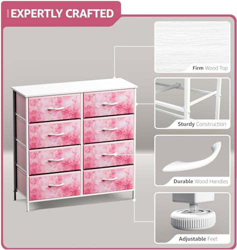 Sorbus Kids Dresser, Cube Storage for Bedroom (8 Drawer, Tie Dye Pink) — view 4
