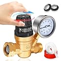Boltigen RV Water Pressure Regulator with Gauge, Adjustable Handle Water Pressure Regulator for RV Camper, Lead-Free Brass Water Pressure Reducer for RV, Fit for RV Travel Trailer Water Hose Adjust
