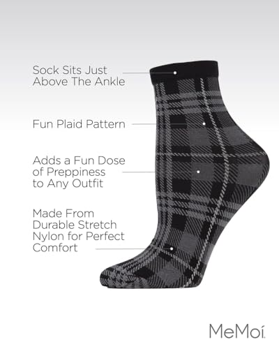 Image of MeMoi Women's Perfect Plaid Stretch Anklet Sock
