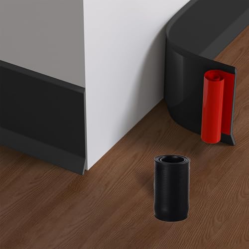 Rodapié de PVC suave autoadhesivo para cocina y baño, zócalos flexibles, acabado autoadhesivo, ancho 10 cm, negro, 5 m