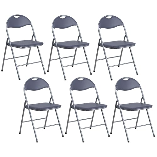 VIRSUS Sedia pieghevole colore GRIGIO 6142, misura aperta 44x48x78 cm, sedie salvaspazio, seduta in PVC Imbottita, piedi antiscivolo, per giardino, cucina, ufficio, campeggio (6)