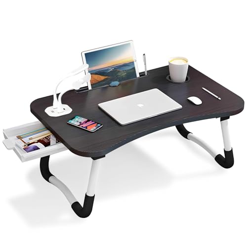 Warmiehomy Laptop Desk with USB Ports, Portable Laptop Bed Table with Foldable Legs & Cup Slot,...