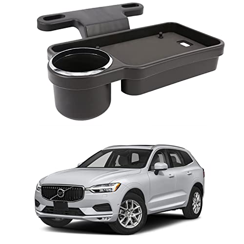 Image of Oshotto (FT-04) Foldable Car Auto Headrest Rear Back Seat Table Drink Food Cup Tray Holder Compatible with Volvo XC60 - Black