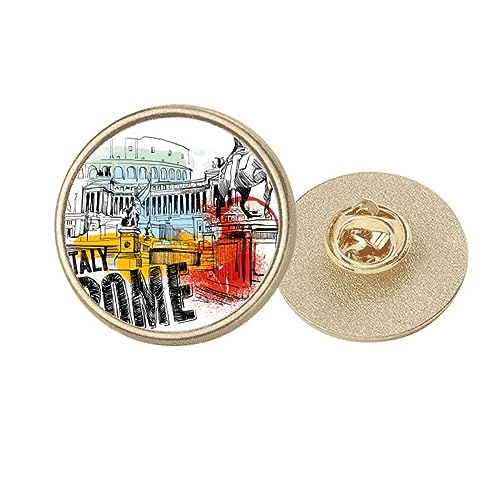Broche ronde en métal doré théâtre romain : sublimez vos tenues ternes