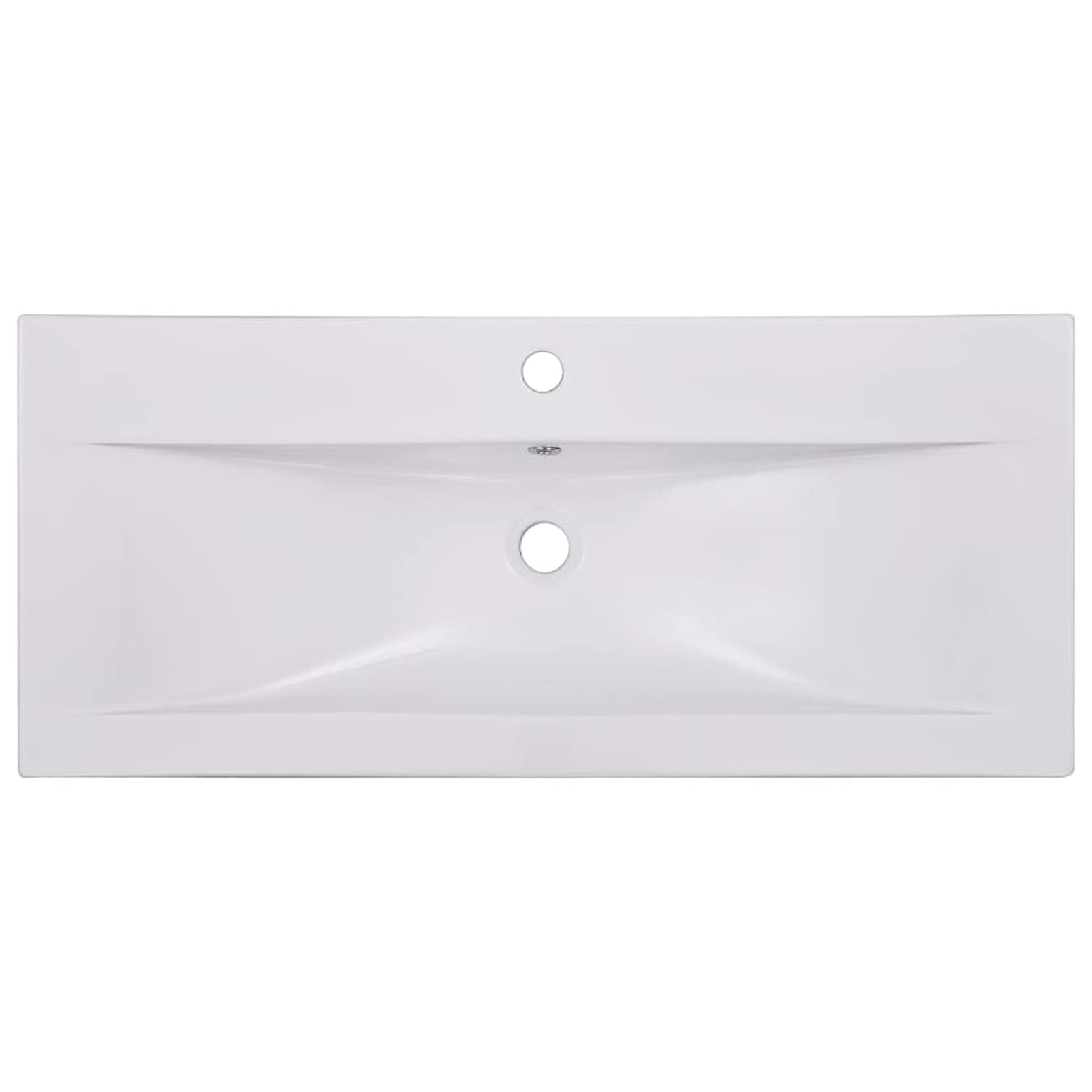 Homgoday Lavabo empotrado de cerámica blanca de 91 x 39,5 x 18,5 cm