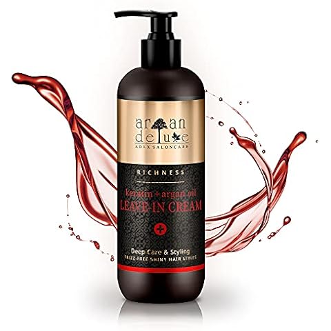 Argan Deluxe Keratin Leave-In Creme - Arganöl Haarpflege für Haarglättung, Kräftigung der Haarstruktur und Hitzeschutz Cover