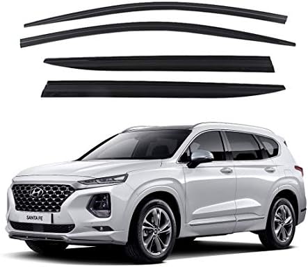 Safe Smoke Window Visor Sun Rain Vent Guard 4 Pcs Set Compatible with Hyundai Santa Fe 2019~ Out Channel Visor