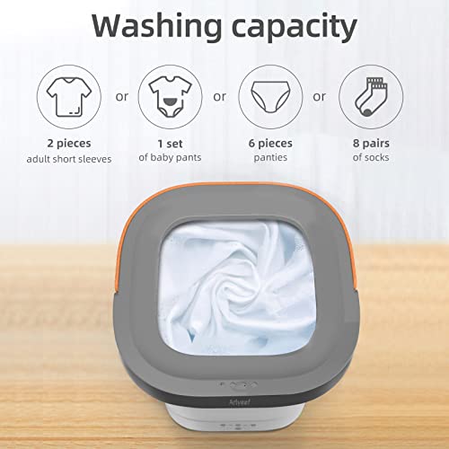 Arlyeef Portable Washing Machine, 9L Foldable Washing Machine Washer Machine with High-Speed Drain and Extension Drain Hose for Apartment, Traveling, Laundry, Camping, Underwear, Baby Clothes - White - Thumbnail 5