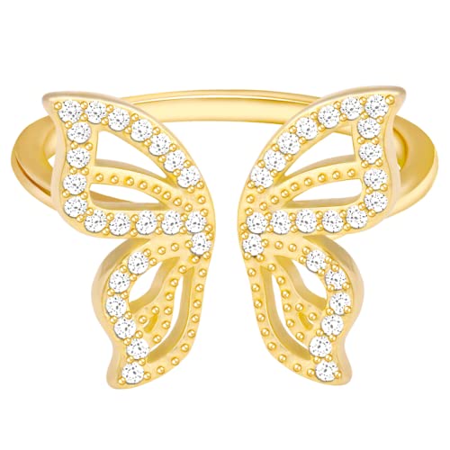 GIVA 925 Sterling Silver Golden Butterfly Starrer Ring, Adjustable | Gifts for Women and Girls | With Certificate of Authenticity and 925 Stamp | 6 Month Warranty* 1 41bEupRfa3L. SL500