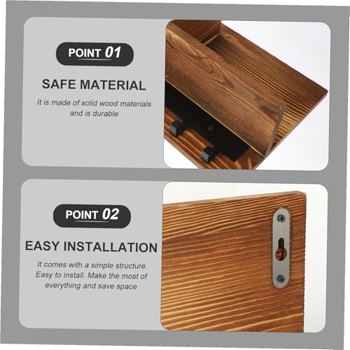Étagère murale bois et fer noir et brun support rangement suspendu multifonction - 7