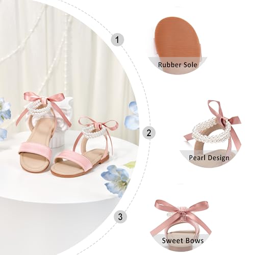Image of Otter MOMO Girls Open Toe Princess Flat Sandals with Comfort Sole Summer Sandals
