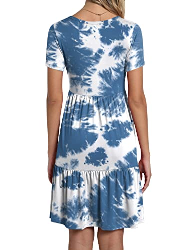 Image of TAOHUADAO 2026 Summer Dresses for Women Short Sleeve Ruffle Casual Sundress with Pockets
