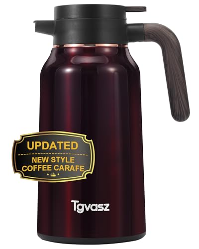Thermal Coffee Carafe 70 oz - 36 Hour Hot Stainless Steel Carafes for Hot Liquids-Insulated Coffee Carafes For Keeping Hot/Cold Coffee, Tea, Water, Drink Dispenser for Parties(Black)