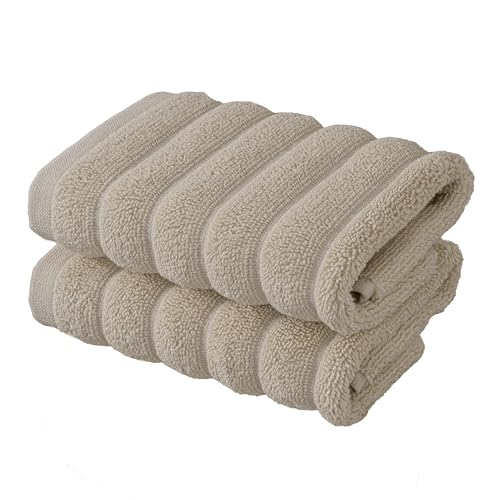 BERIBO Cloud Turkish Towel Set 100% Cotton 620gsm (Beige, 2 Face Flannels)