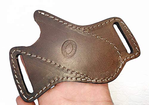 Ottoza Handmade Leather Knife Sheath Cross Draw Knife Sheath 5" Folding Pocket Knife Sheath - Leather Folding Knife Sheath For 5 Inch Folding Knives/Pocket Knives Dark Brown Top Grain Leather No:71 #TOP2