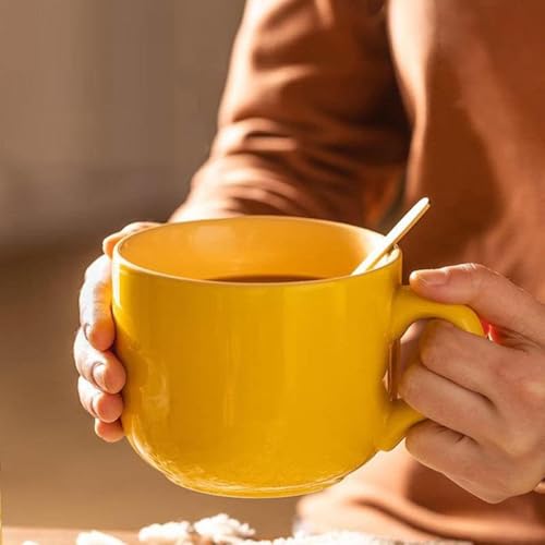 Zxyler ラージオートミールマグ 磁器(セラミック)製大容量 コーヒーマグ・コーヒーカップ兼用 朝食カップ・スープボウル 電子レンジ・食器洗い機対応 ミルク・お茶・フルーツ用 家庭・オフィス日常使い