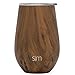 Simple Modern Spirit 12oz Wine Tumbler Glasses with Lid - Vacuum Insulated Stemless 18/8 Stainless Steel Wine Cup Pattern: Wood Grain