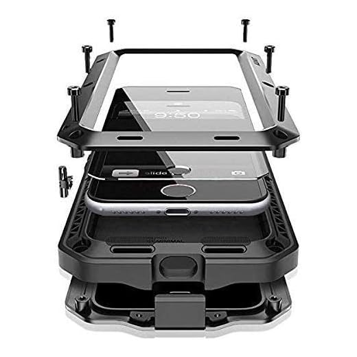 CarterLily Compatible with iPhone 12/12 Pro 6.1” 2020, Full Body Shockproof Dustproof Waterproof Aluminum Alloy Metal Gorilla Glass Cover Case for iPhone 12/12 Pro 6.1 inch (Black)