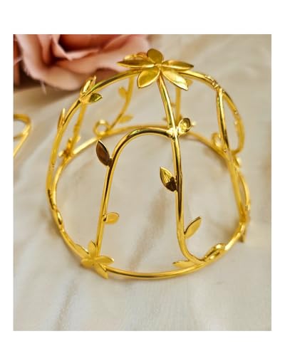 Image of Hair Bun Cage Accessory for Women | Handcrafted Brass Juda Cover with Stick | Anti-Tarnish Traditional Hair Accessory for Wedding & Festive (Flower Cage Hair Bun (Golden))