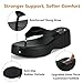Yavero Women's Platform Flip Flop Sandals Comfortable Wedge Thong Sandals with Square Toe, Casual Summer Sandals BK 7