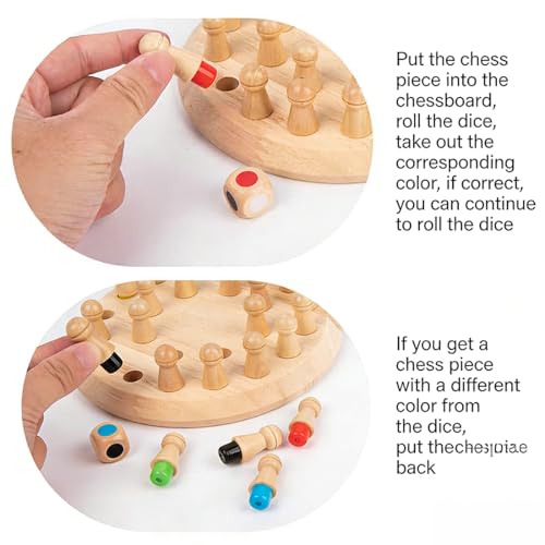 Juego de Mesa de Memoria de Ajedrez con Palitos de Madera, Juego de Memoria con Tablero y Palitos Coloridos para Niños y Adultos, Entrenamiento Cerebral Educativo para Fiesta Familiar (36 Hexágonos) miniatura 4