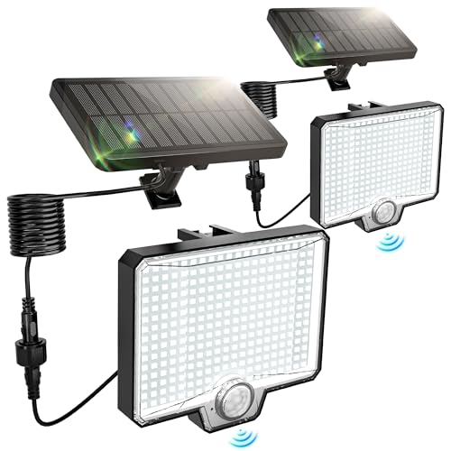 Solar Flood Lights Outdoor, 294 LED Motion Sensor Outdoor Lights, IP67 Waterproof Solar Flood Light...