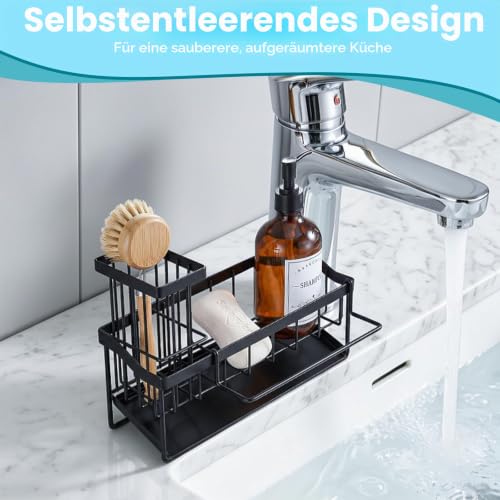 PKBD Selbstablaufender Spülbecken-Organizer – Schwarz – Ansicht 4