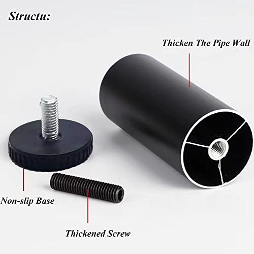 Metal Furniture Legs, Sofa Replacement Legs, 4 Pcs Table Feet, For Bed, Cabinets, Bathroom, Chairs, Furniture, Cylindrical Sofa Feet, Can Load 300Kg (Black - 4 Inch/10Cm) #TOP2