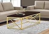 Monarch Specialties Modern Coffee Table for Living Room Center Table with Metal Frame, 44 Inch L, Cappuccino / Gold