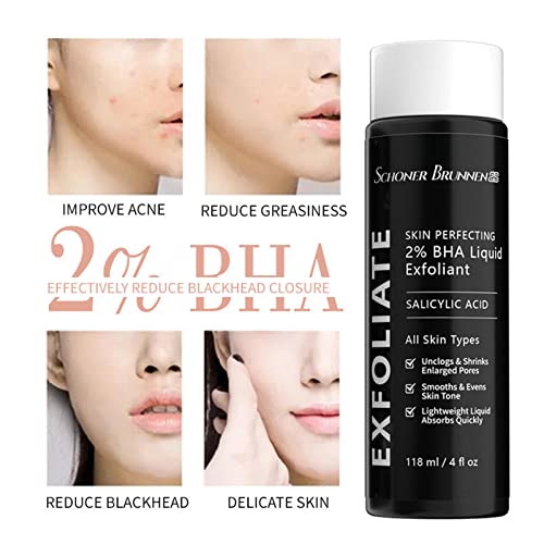 Schoner Brunnen 2% Bha Skin Perfecting Salicylic Acid Liquid Exfoliant Serum For Blackhead Removal,Unclog Pores,Smooth Fine Lines&Wrinkles,4 Oz Bottle Facial Exfoliator #TOP4