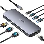 MOKiN USB C Docking Station 3 Monitors, Laptop Dock with 2 HDMI, 4K DisplayPort, 1Gbps Ethernet, 100W PD Charging, 3 USB A/C 3.0, USB C Hub Multiport Adapter for Dell XPS/HP/Lenovo/Surface